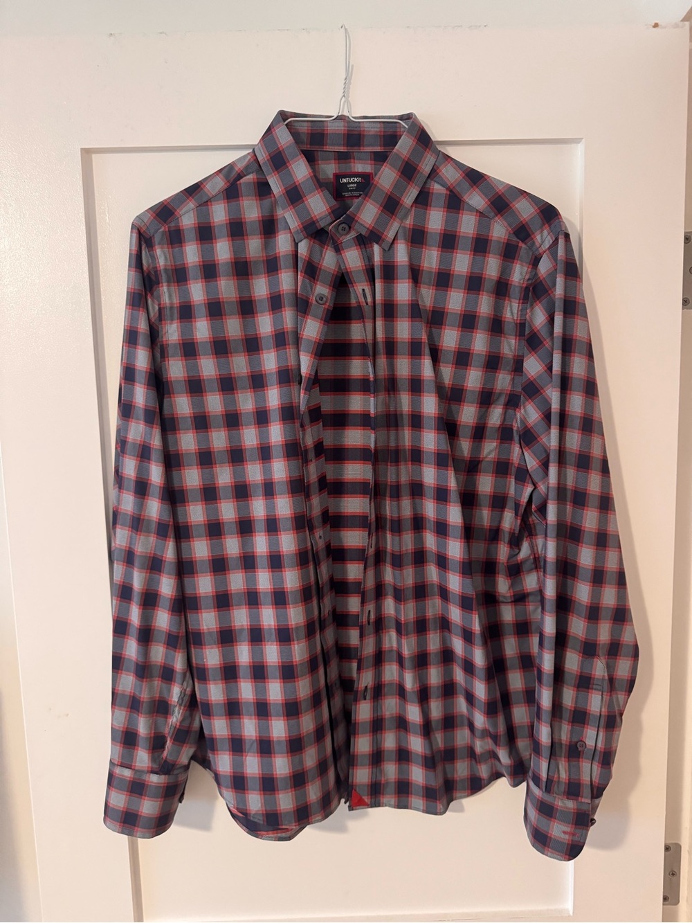 UNTUCKit Men’s Blue and Red Plaid Button-Down Shirt